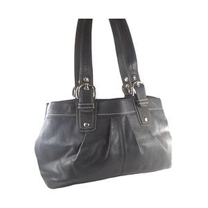 Coach Large Business Soho Pleated Black Leather Tote